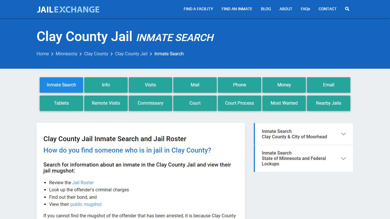 Inmate Search: Roster & Mugshots - Clay County Jail, MN