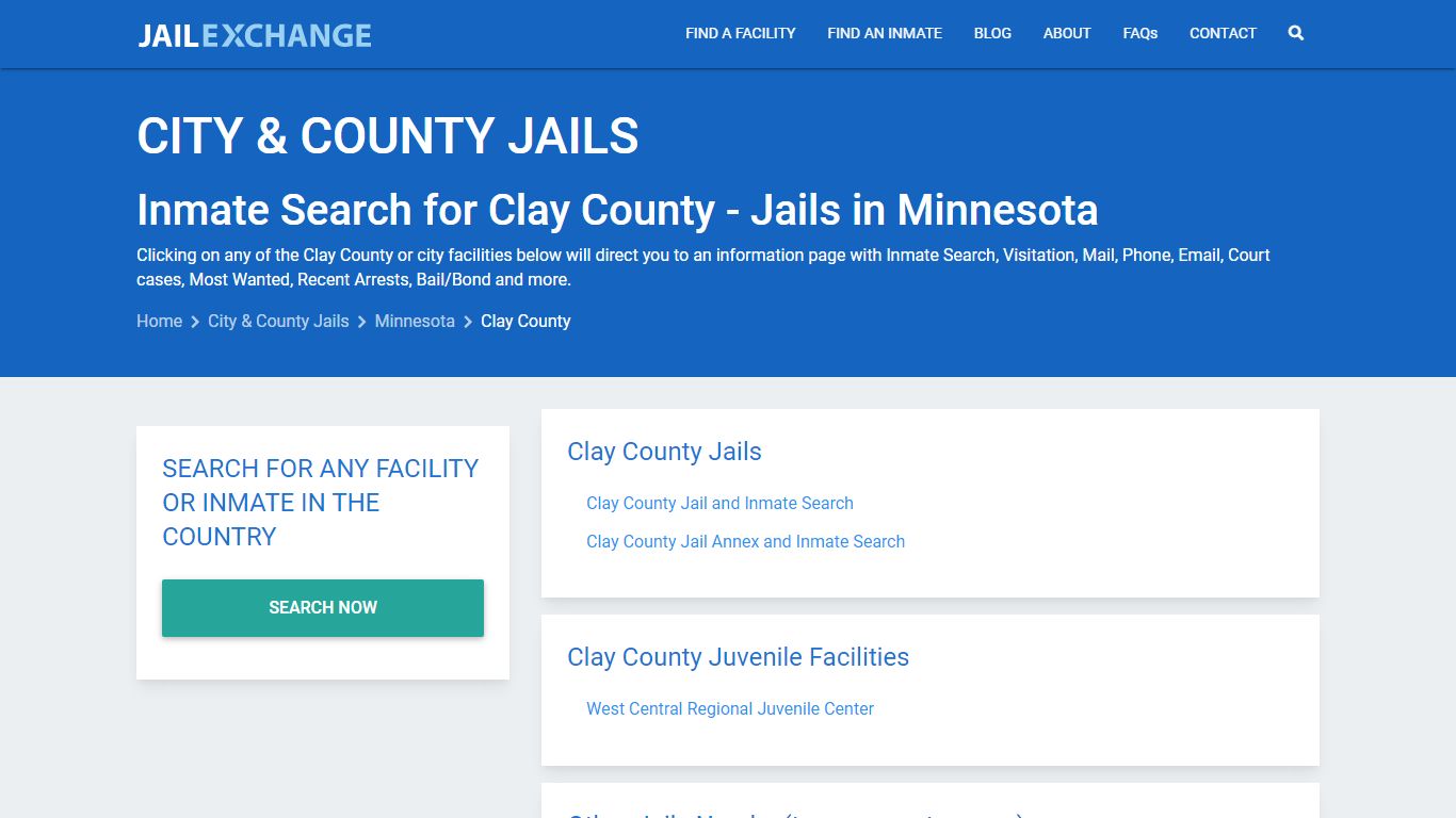 Inmate Search for Clay County | Jails in Minnesota - Jail Exchange